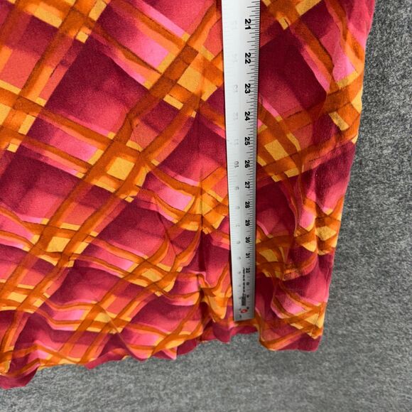 Liz Claiborne Dress Women 10 Pink Plaid Shift Short Button Short Sleeve Linen - Picture 4 of 7